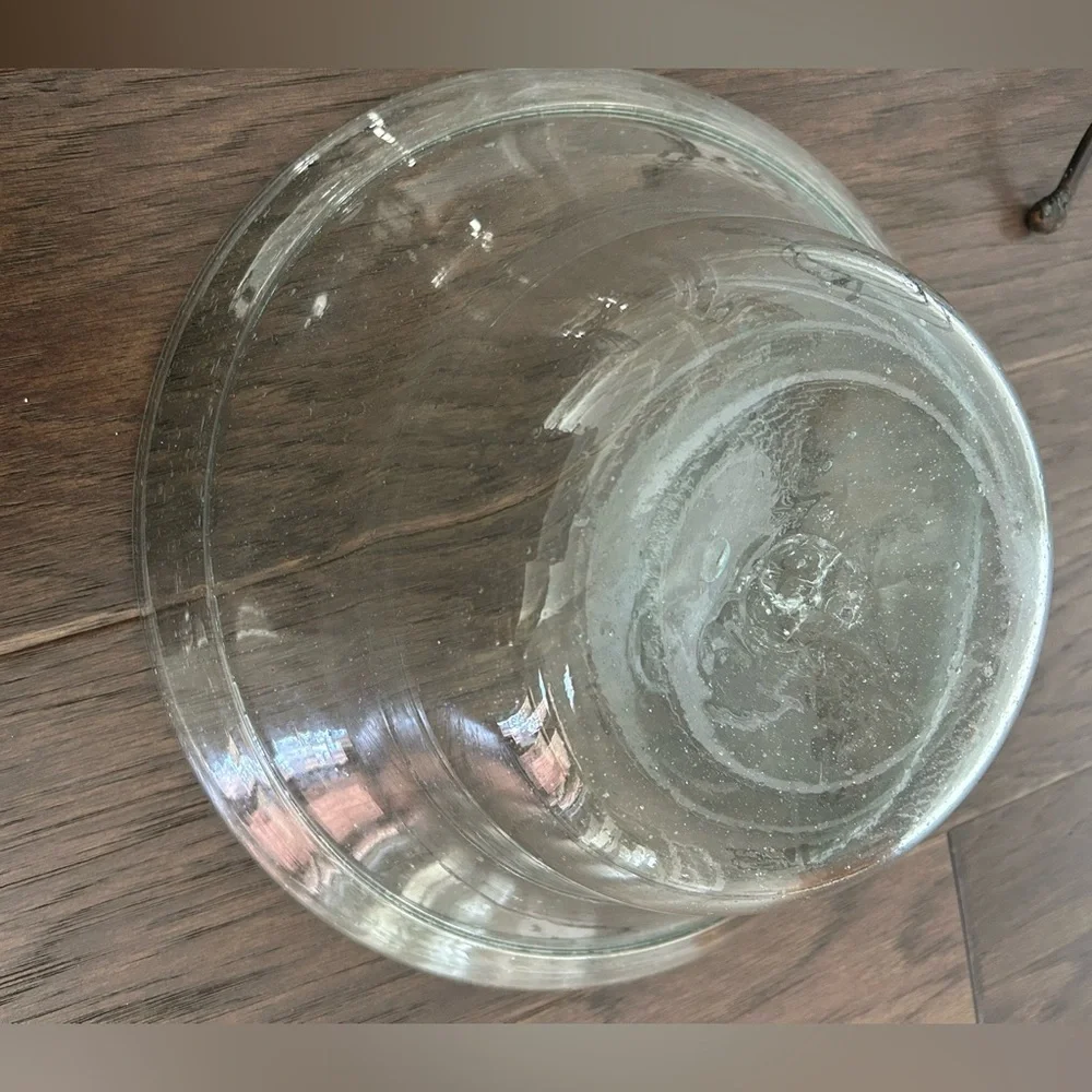 Vintage Glass Bowl with Metal Stand